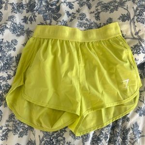 yellow training loose fit gymshark shorts size small